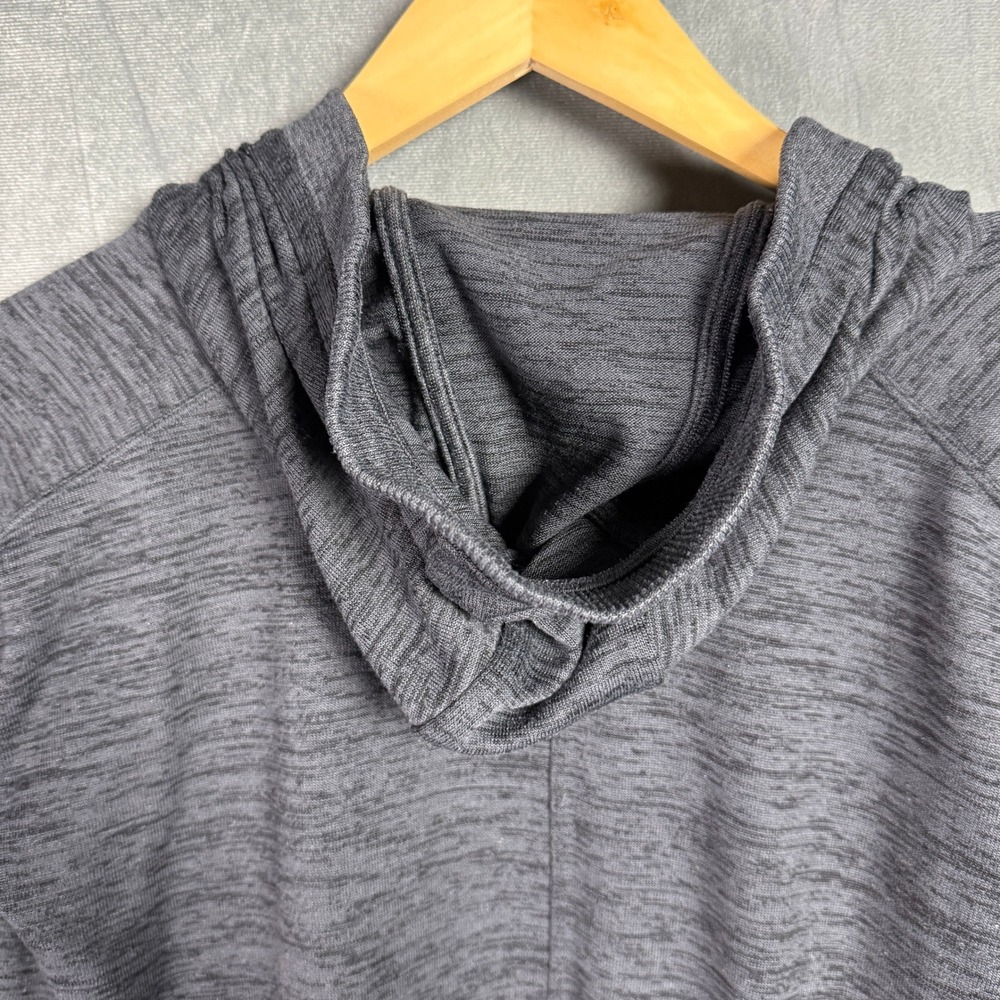 Athleta Heathered Charcoal Grey Hoodie Cardigan Sweater Open Front Size S Preppy - Picture 12 of 14
